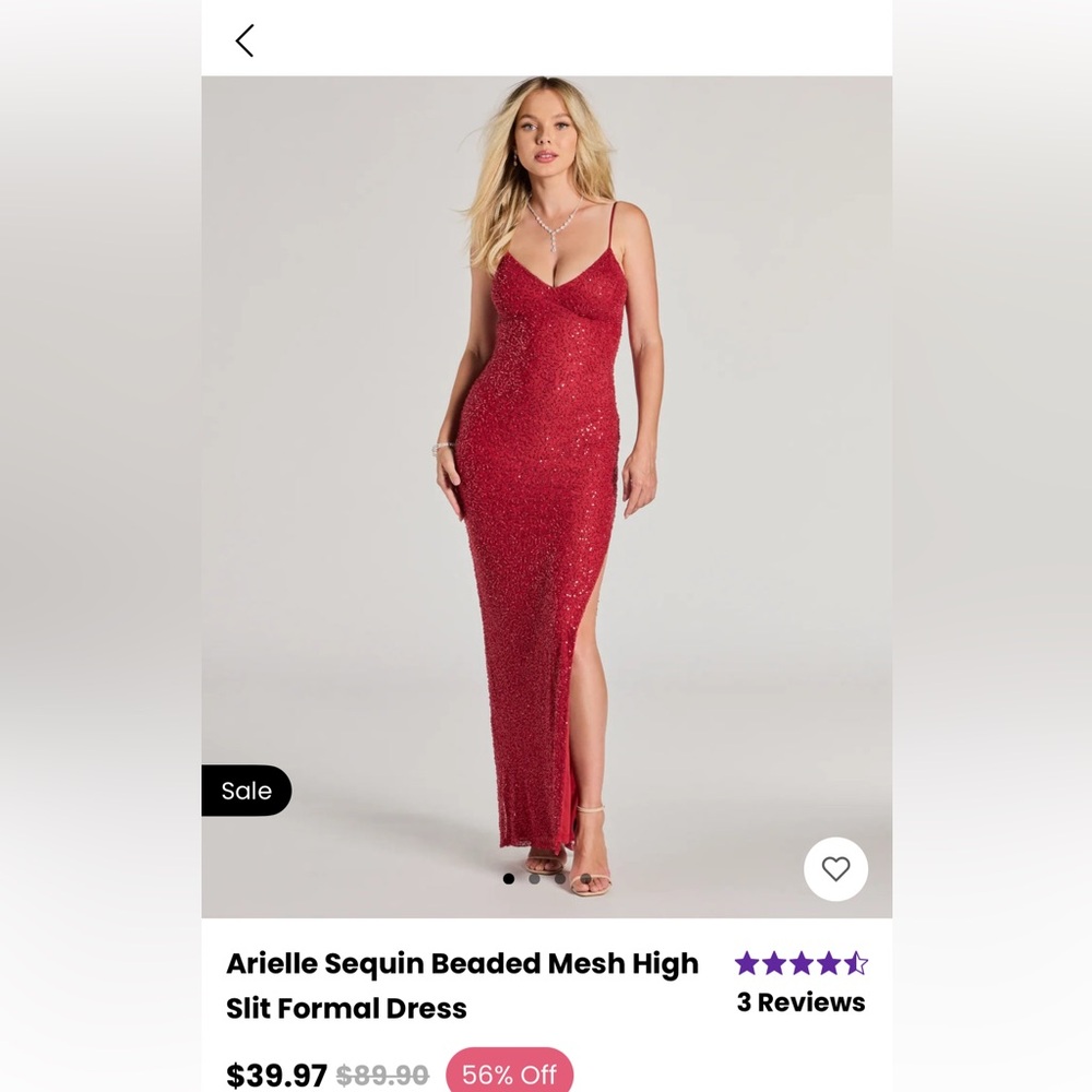 Arielle Sequin Beaded Mesh High Slit Formal Dress